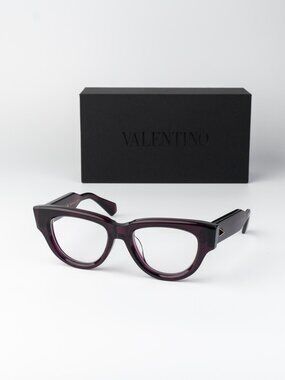 Valentino Women Eyeglasses Crystal Burgundy Cat Eye V-ESSENTIAL - III VLX-125 B